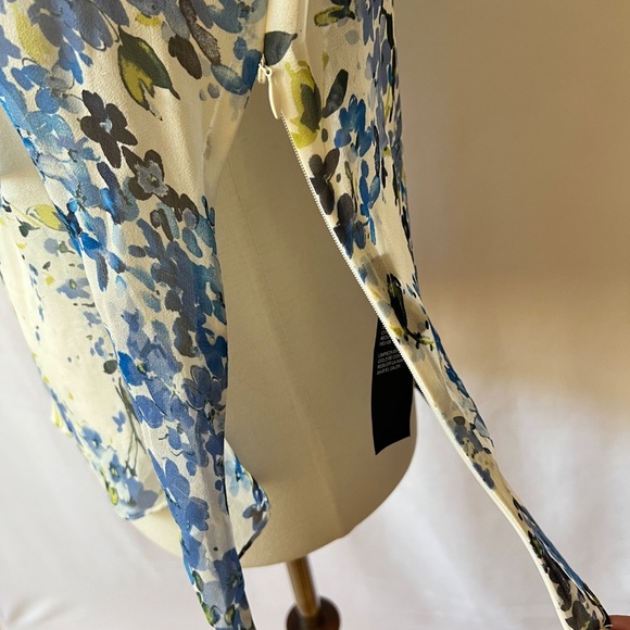 DONCASTER COLLECTION BLOUSE 10 100% SILK RUFFLES SIDE ZIP FLORAL SUMMER FEMININE - Picture 8 of 13